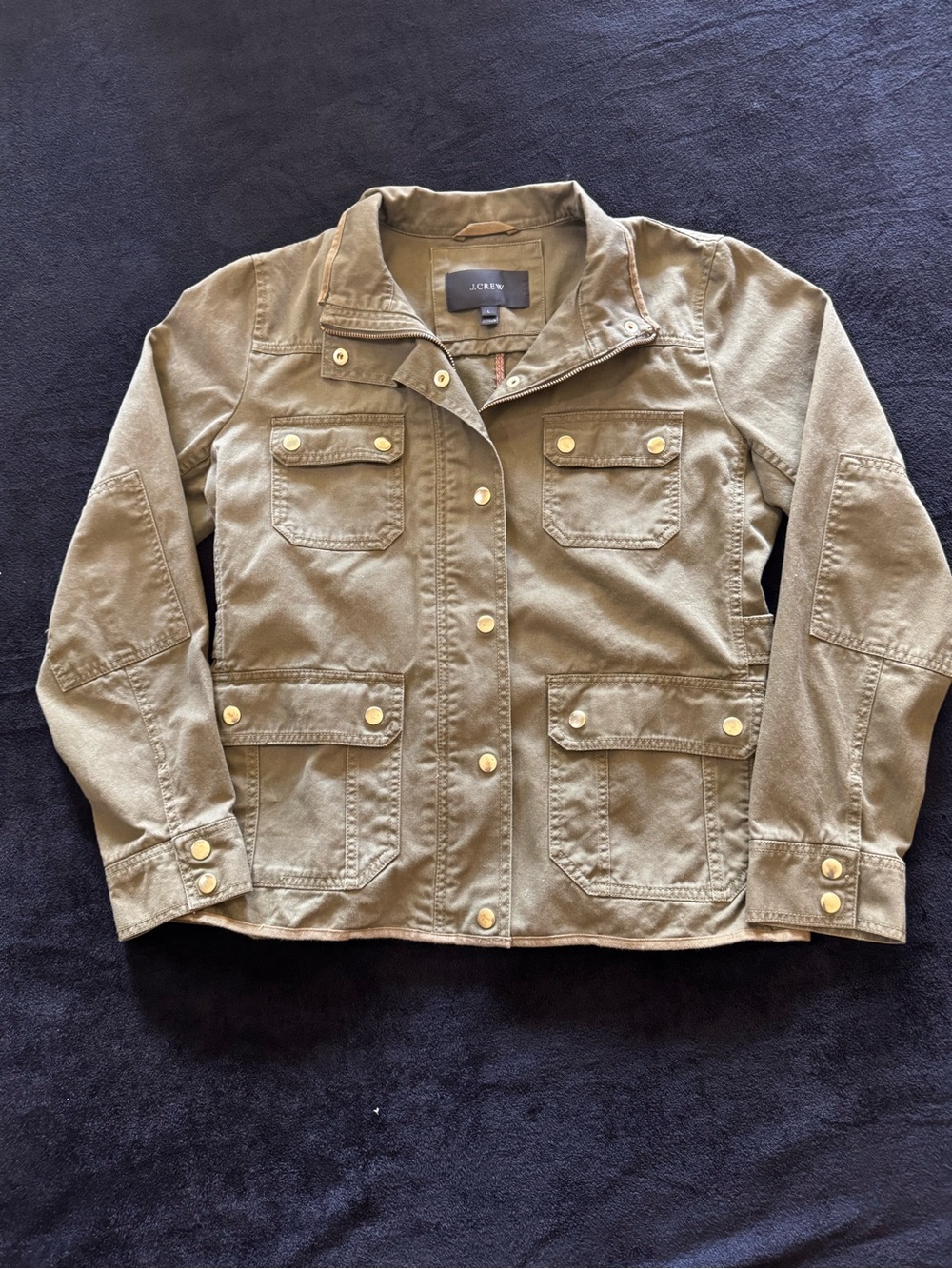 J. Crew Kids Olive Utility Field Jacket with Brass Buttons